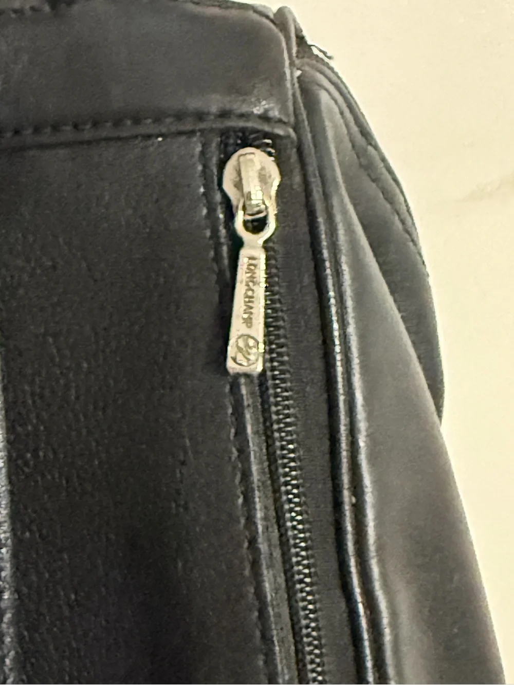 VTG Longchamp Paris Black Leather Backpack
